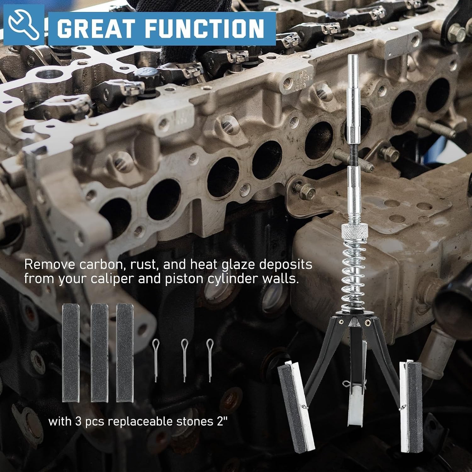 Engine Cylinder Hone Tool – Adjustable Deglazer Set for 1-1/4″ to 3-1/2″