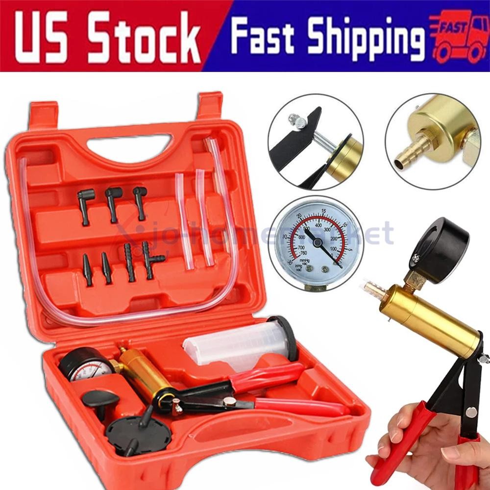 Hand Held Vacuum Pressure Pump Tester Set Brake Fluid Bleeder Bleeding Kit + Box
