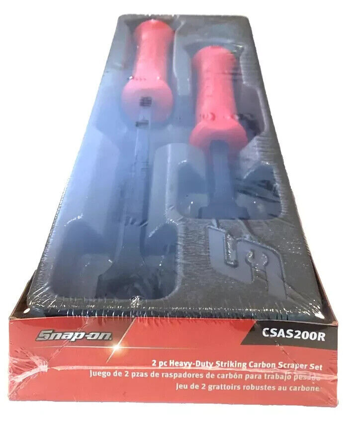 New Snap-on™ 2-piece Red Heavy Duty STRIKING Carbon Scraper Set CSAS200R