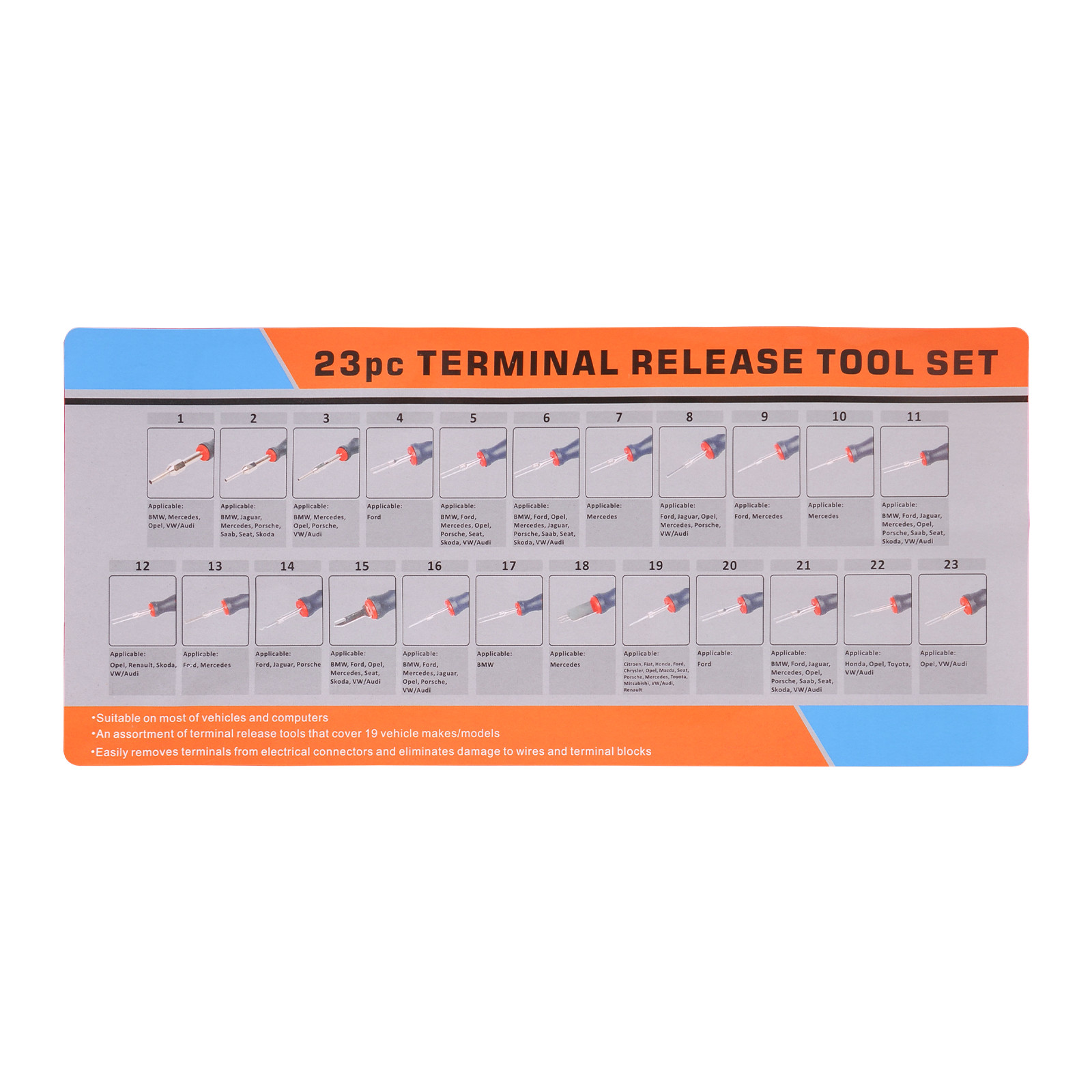 23Pcs Universal Terminal Release Tool Electrical Connector Extractor Removal Set