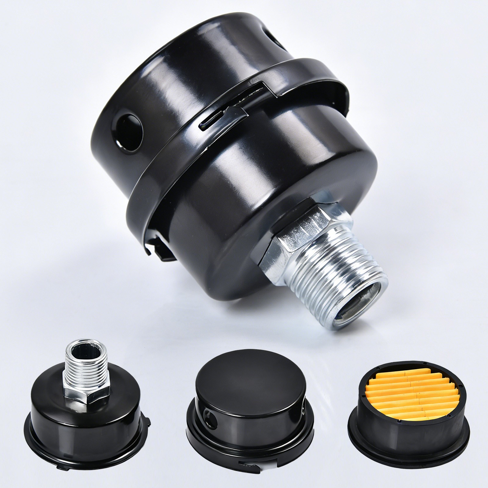 2 Pack 1/2″ NPT Air Compressor Silencer Filter 20mm Metal Noise Muffler Intake