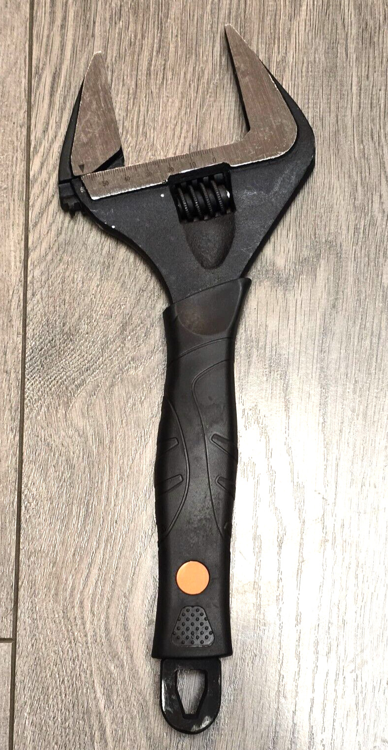 12″ Wide Mouth Adjustable Wrench w/ Soft Grip Handle, 2-3/16″ Max Opening