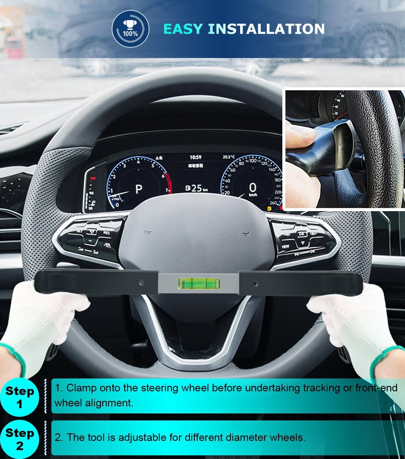 ATD-3100 Steering Wheel Level Alignment Tool Level Bar Tool forVans Trucks Cars