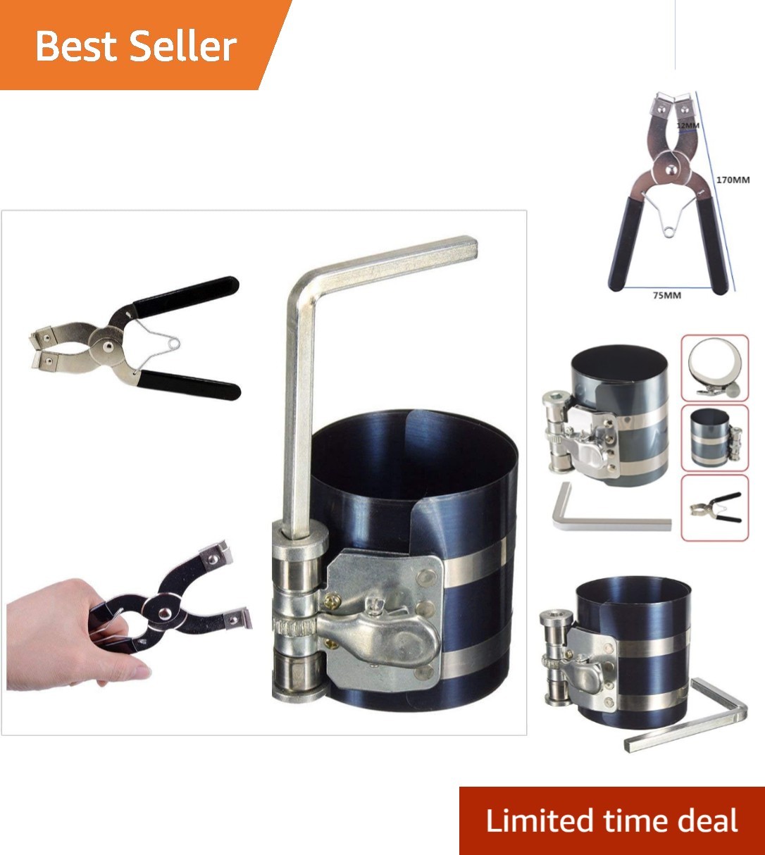 Adjustable Piston Ring Compressor & Pliers Kit – Precision Car Engine Tools