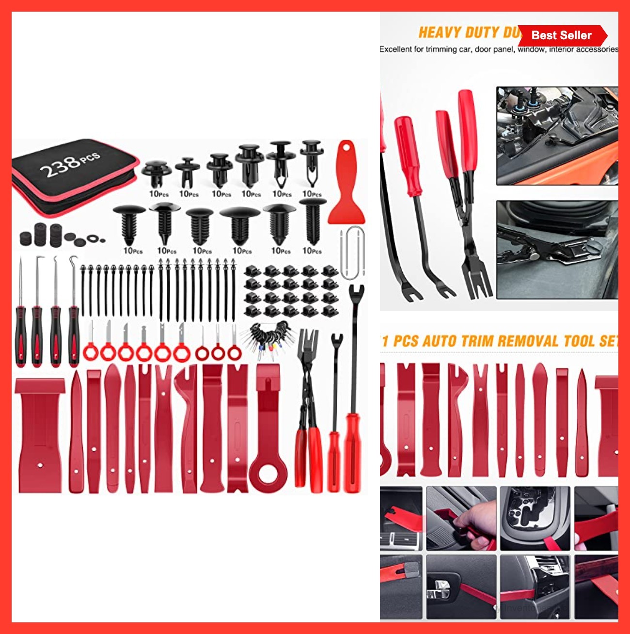 Trim Removal Tool Kit 238 Piece Auto Push Pin Clip Set Fastener Pliers Pry Tool