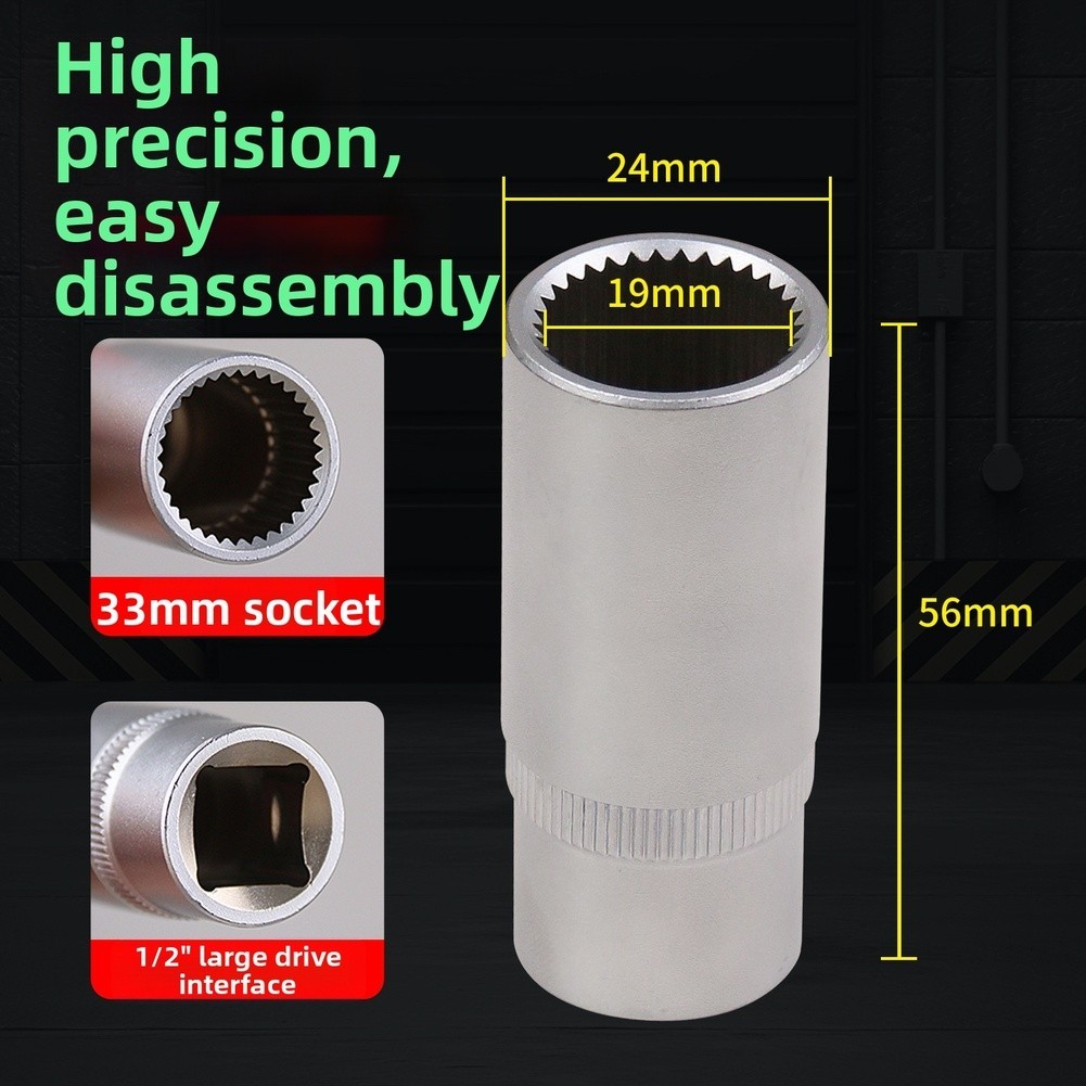 Engine Maintenance Injector Socket 33-tooth Design Chromium-Vanadium Steel