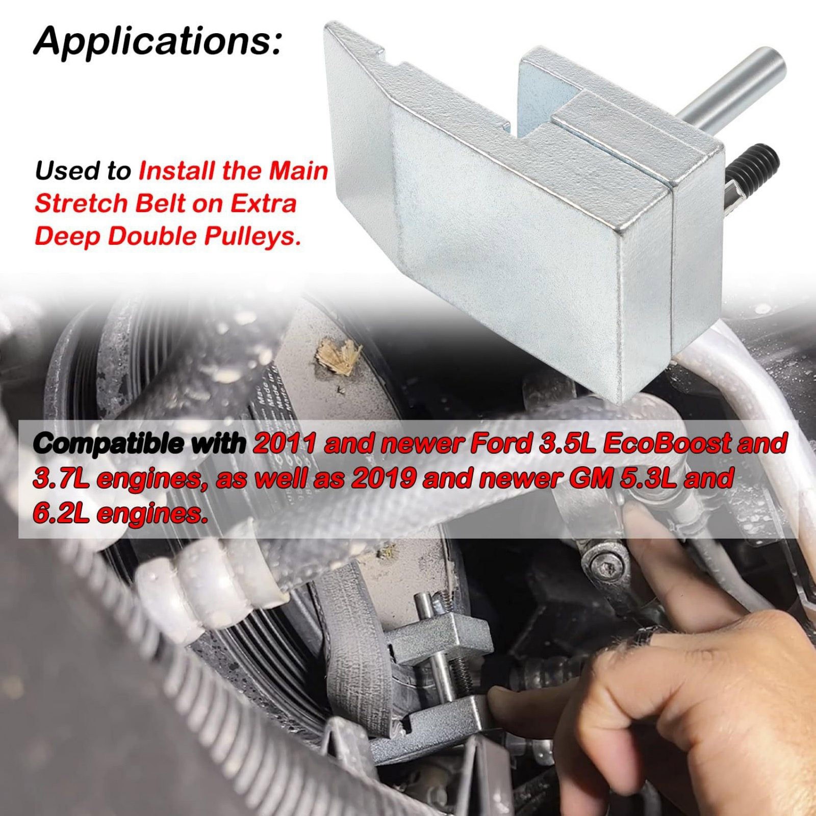 59350 Stretch Belt Installer Professional for Extra-Deep Pulleys, Ford 3.5L 3.7L