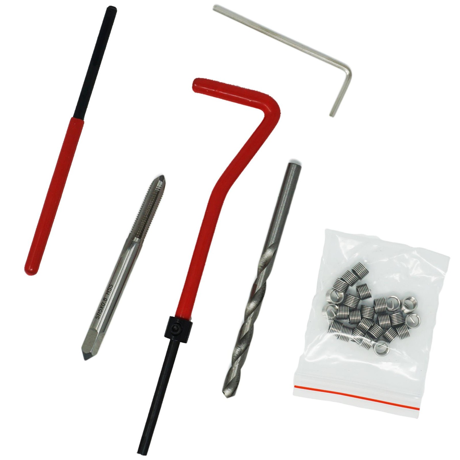 15Pcs Thread Repair Kit HSS Drill Helicoil Heli Coil Tap Insert Case Twist Drill