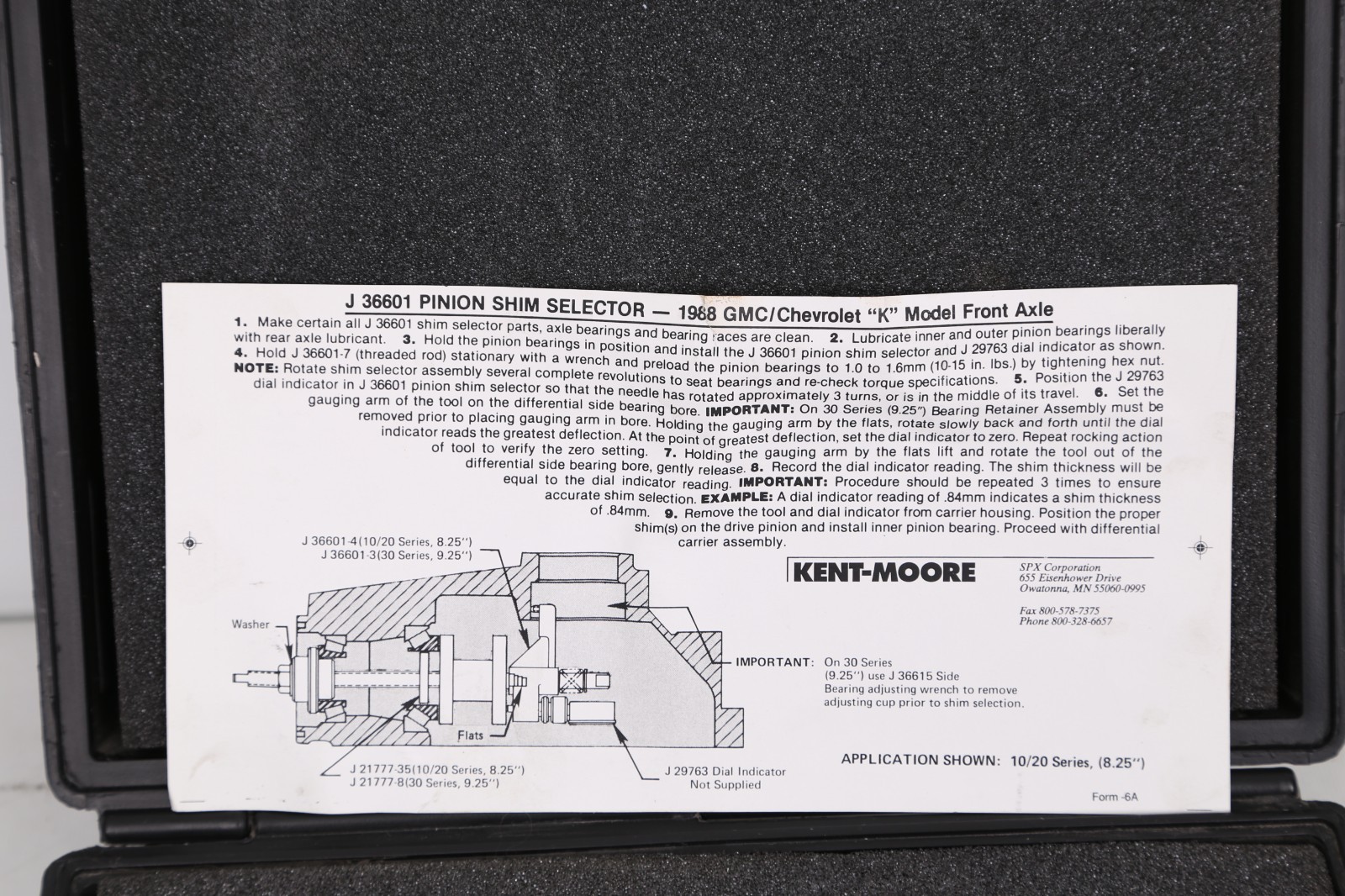 Kent-Moore J-36601 Pinion Shim Selector 1988 GM “K” Model Front Axle Tool