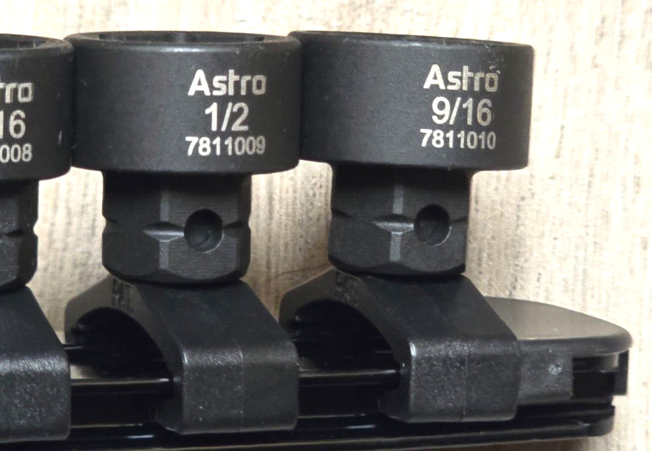 Astro 1/4″ dr 10pc SAE Low Profile Stubby Nano Impact socket Set w/Rail #78110