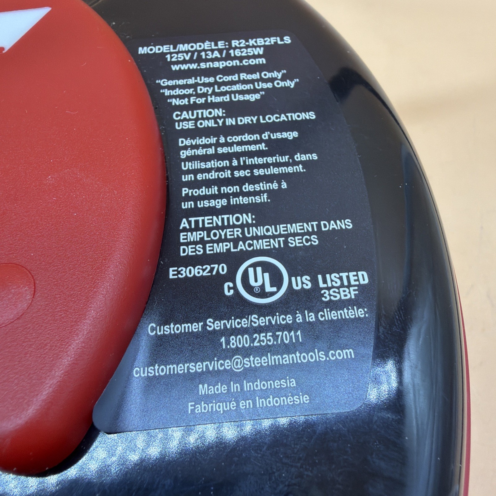 Snap-On R2-KB2FLS Retractable Shop 30’ Cord Reel – No Light
