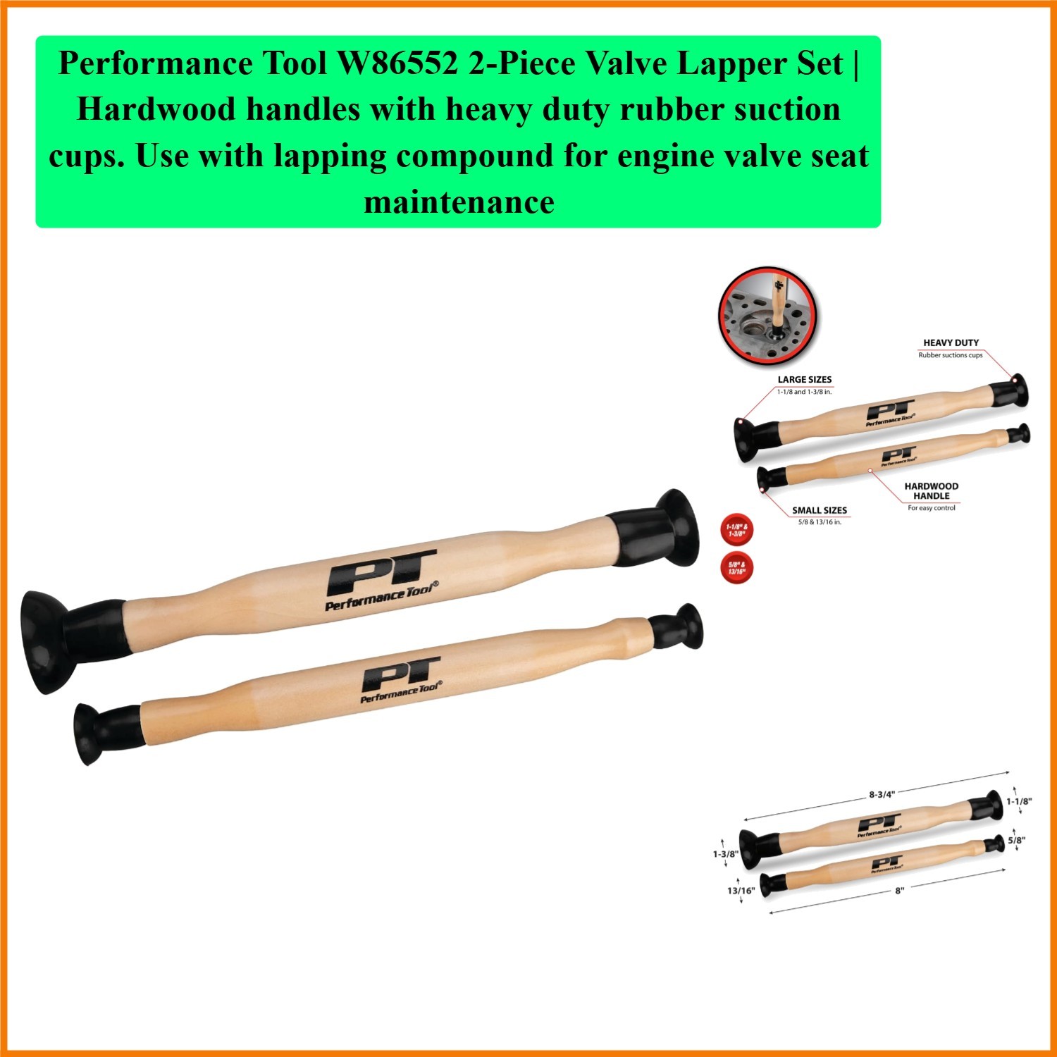 2-Piece Valve Lapper Set | Hardwood handles with heavy duty rubber suction cu…