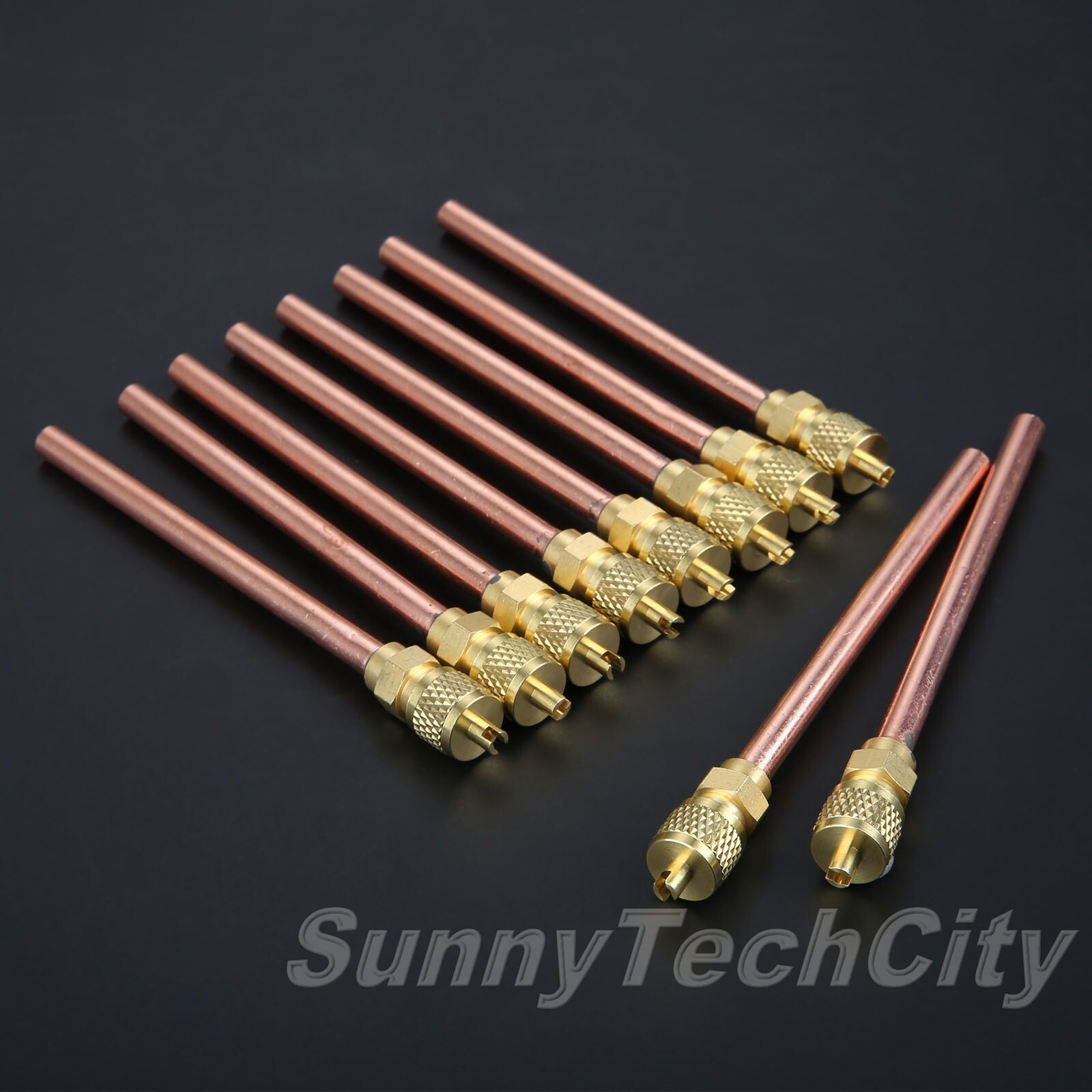 10X Service/Access Valves 1/4″ SAE x 1/4″ O.D x 4″ Stem Core AC Cool-agent
