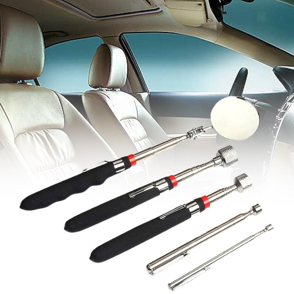 Telescoping Pick up Tool, 5 Pieces 360 Degrees Inspection Mirror Extendable