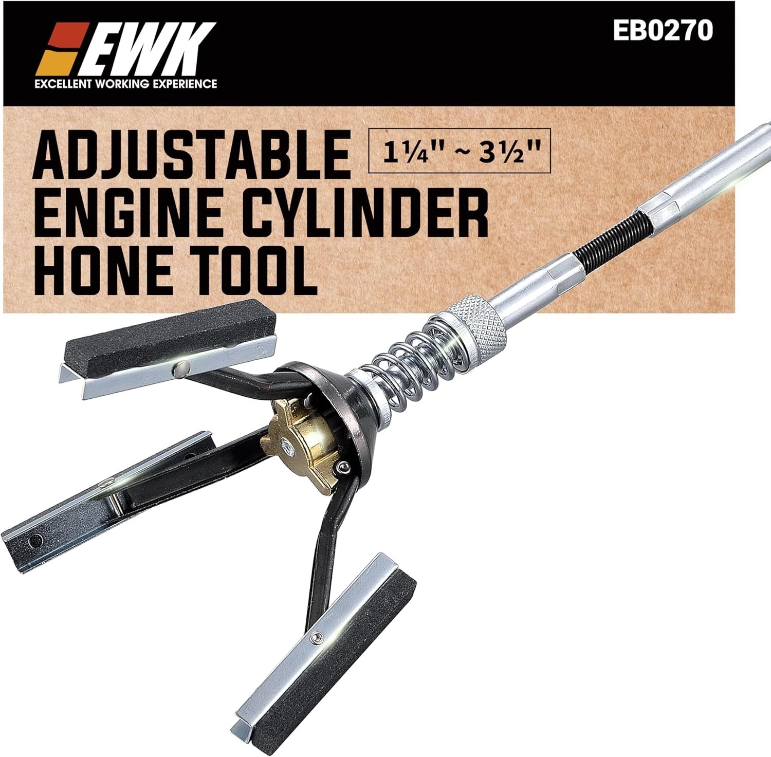 Adjustable Engine Cylinder Hone Tool 1¼-3½” 3-Stone Steel Deglazer Piston Honer