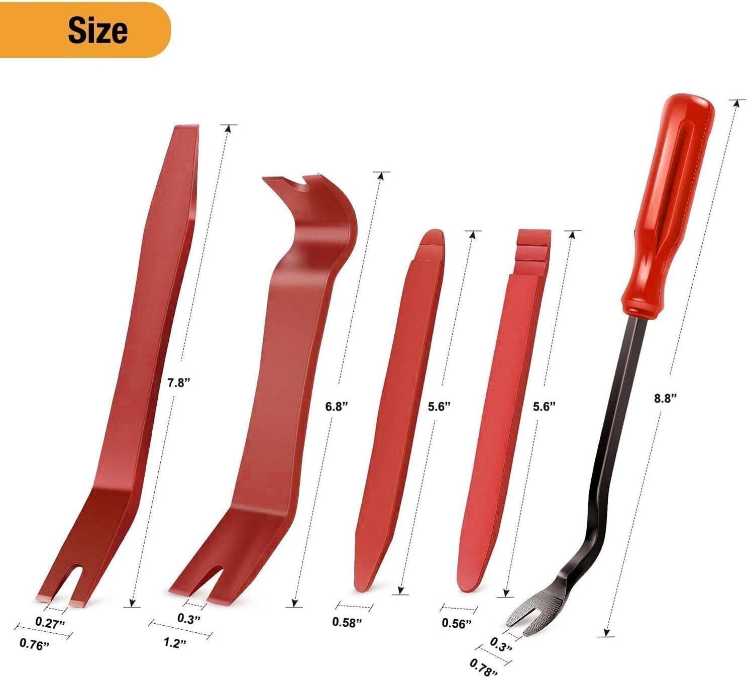 Plastic Trim REMOVAL Pry Tool fits Car Radio Panel Door Dash Clip Fastener-5pcs
