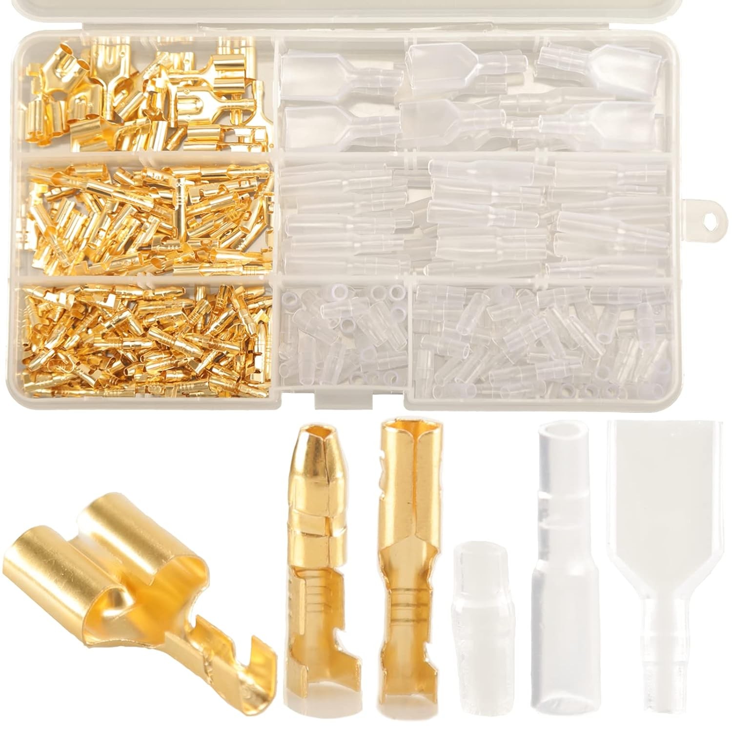320pcs Double Bullet Wire Connectors, 3.9mm 3.5mm Male and 320pcs, Gold