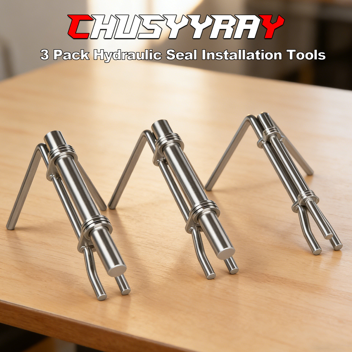 Hydraulic Cylinder Piston Rod Seal U-cup Installation Tool Kit Set – 3pcs S M L
