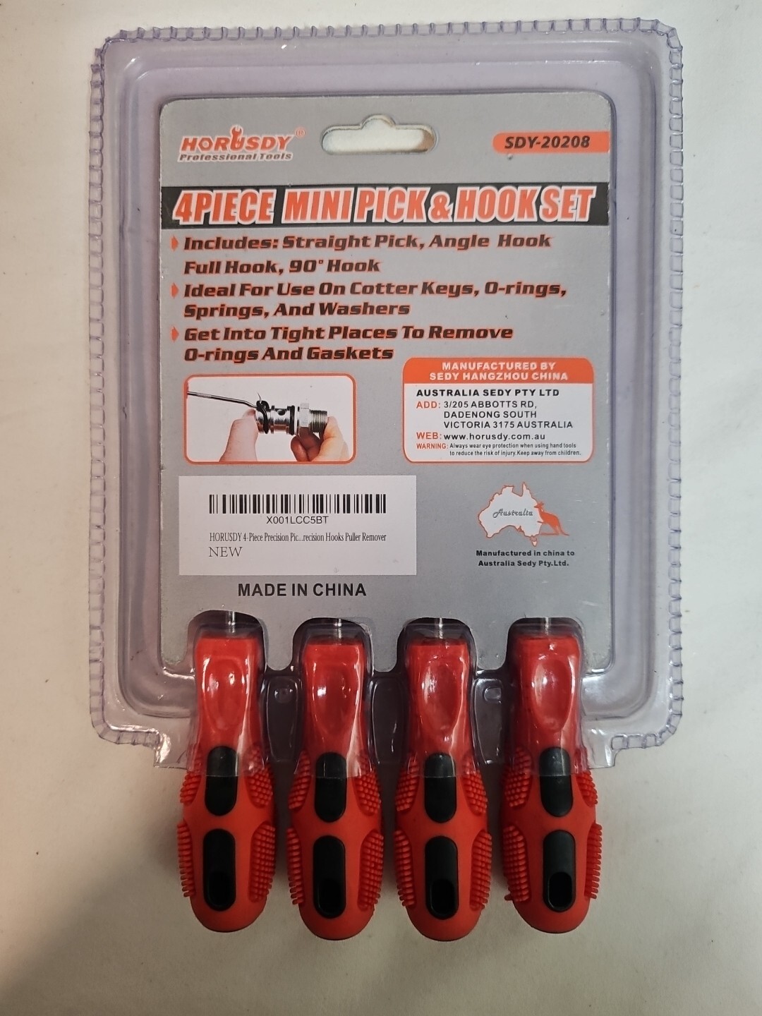 4 PIECE PICK AND HOOK SET TOOL DIY SOFT ANTI SLIP GRIP LOST PART WIRE FUSES REMO