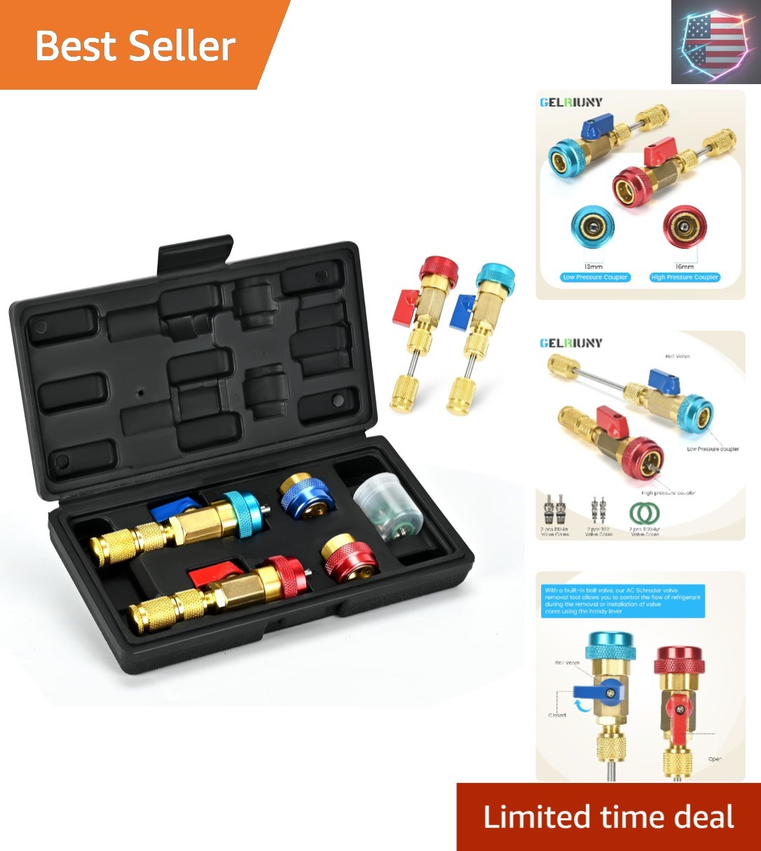 R454b R134a R1234YF R22 Kit, with 6 Pcs Valve core and 8 Pcs O-Ring Rubber Se…