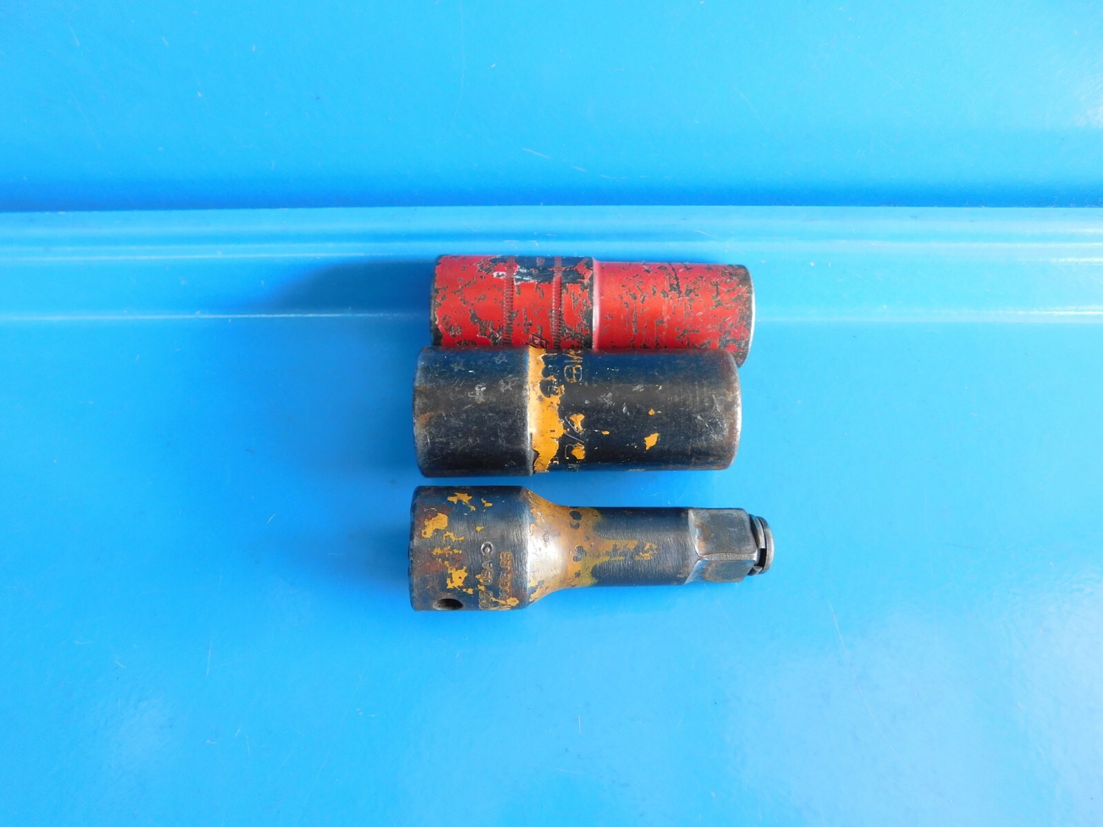USED ,SNAP ON TOOLS DOUBLE ENDED LUG NUT SOCKET SET, 3 PC’S, SOCKETS & EXT.
