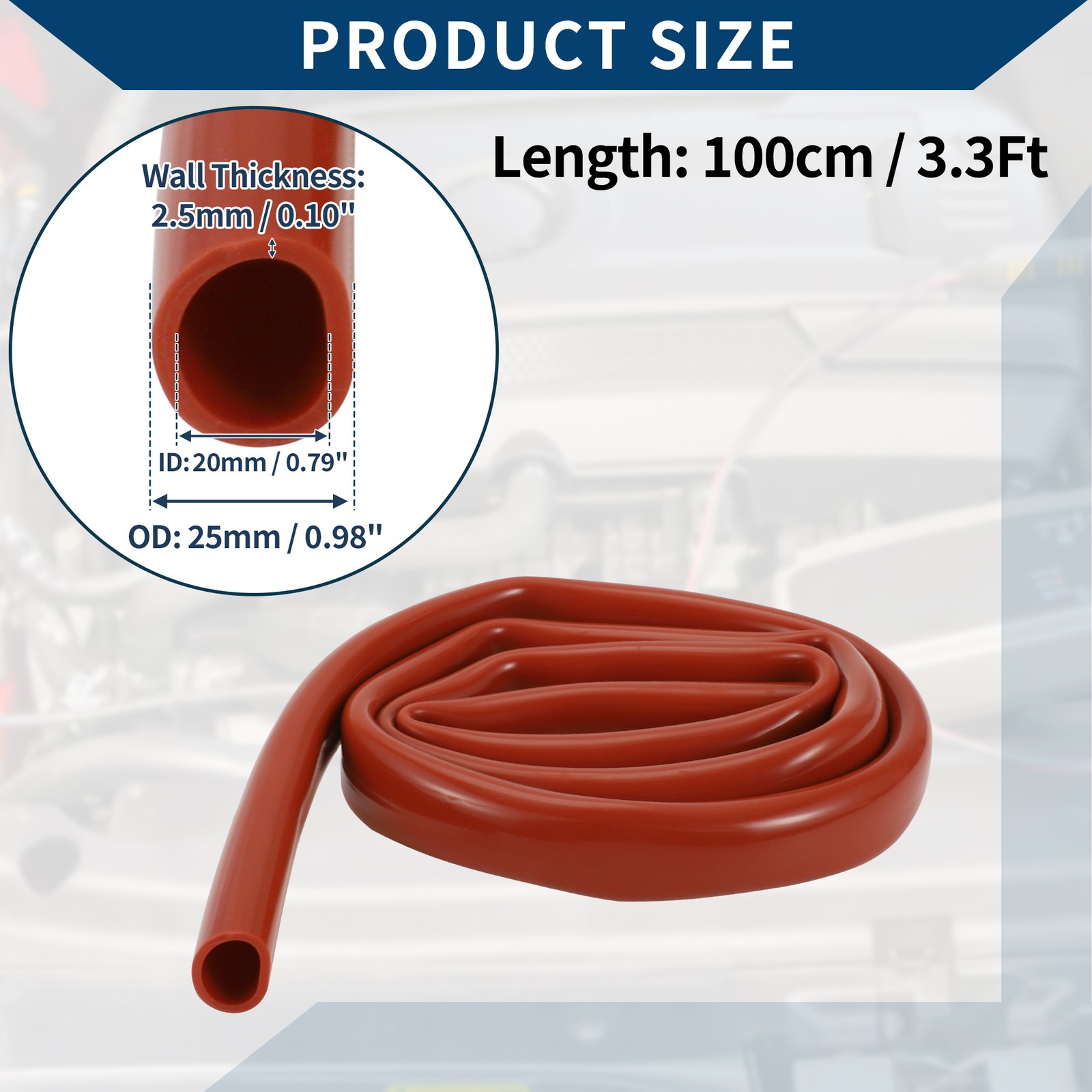 Silicone Vacuum Hose 3.3ft 13/16″ 20mm ID 2.5mm Thickness Red