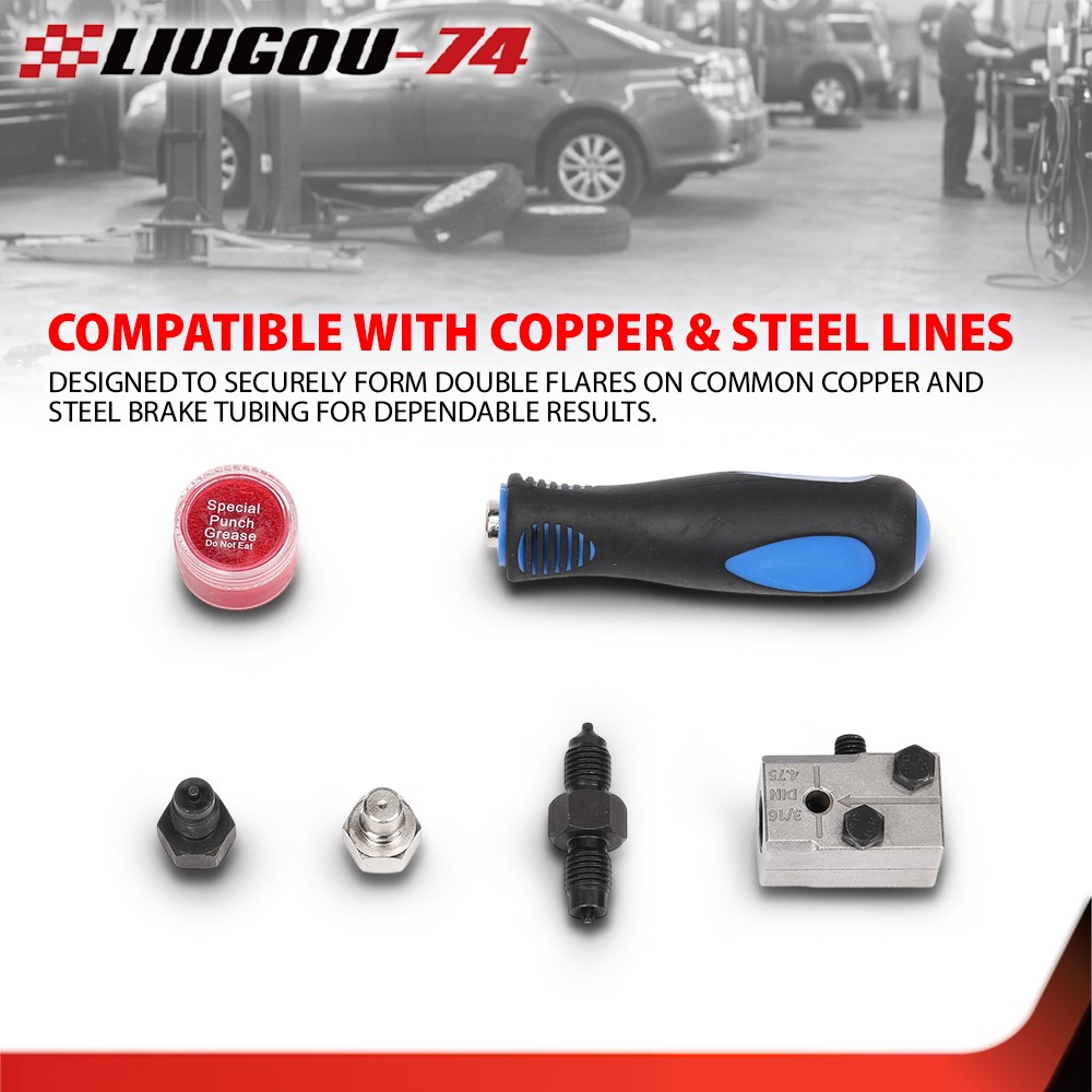 3/16 Inch Double Flaring Hand Tool Kit Car Brake Pipe Repair Flare Adapter Set
