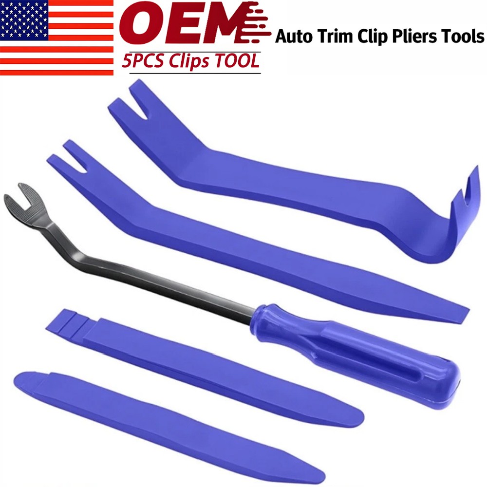 5Pcs Car Trim Removal Tool Set Hand Tools Pry Bar Panel Door Interior Clip Kit