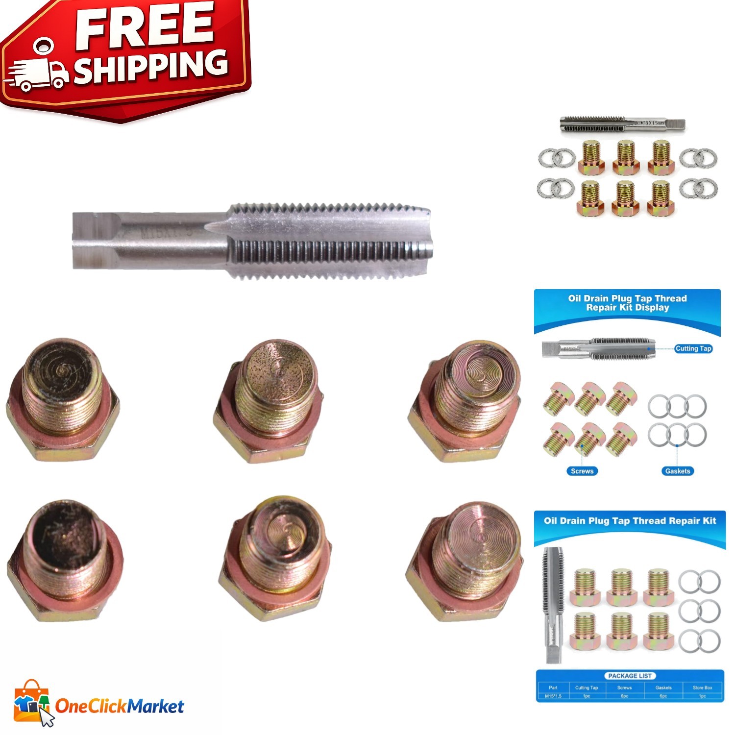 13-Piece M15 X 1.5MM Oil Drain Plug Repair Kit for Effortless Thread Repairs