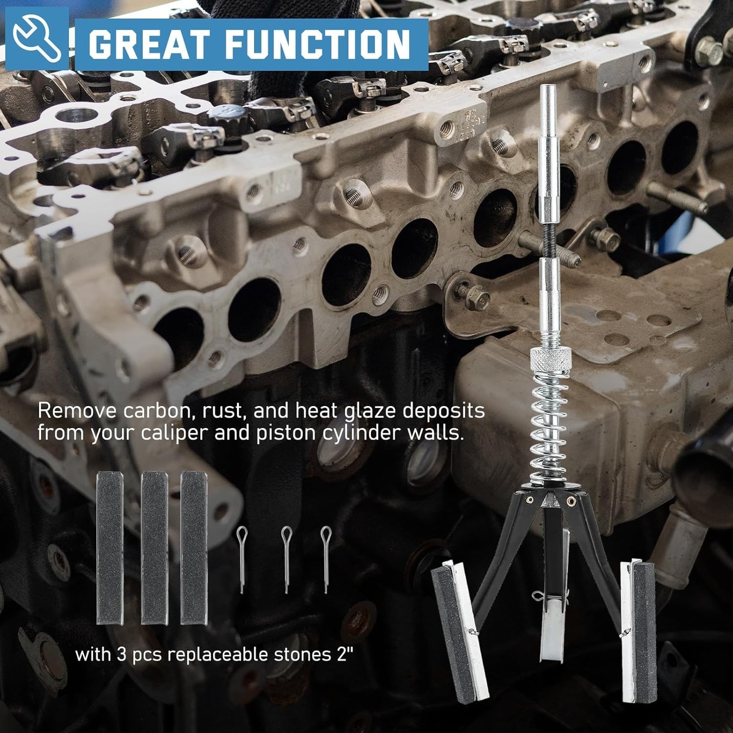 Engine Cylinder Hone Tool Adjustable 1-1/4″ to 3-1/2″ Diameter