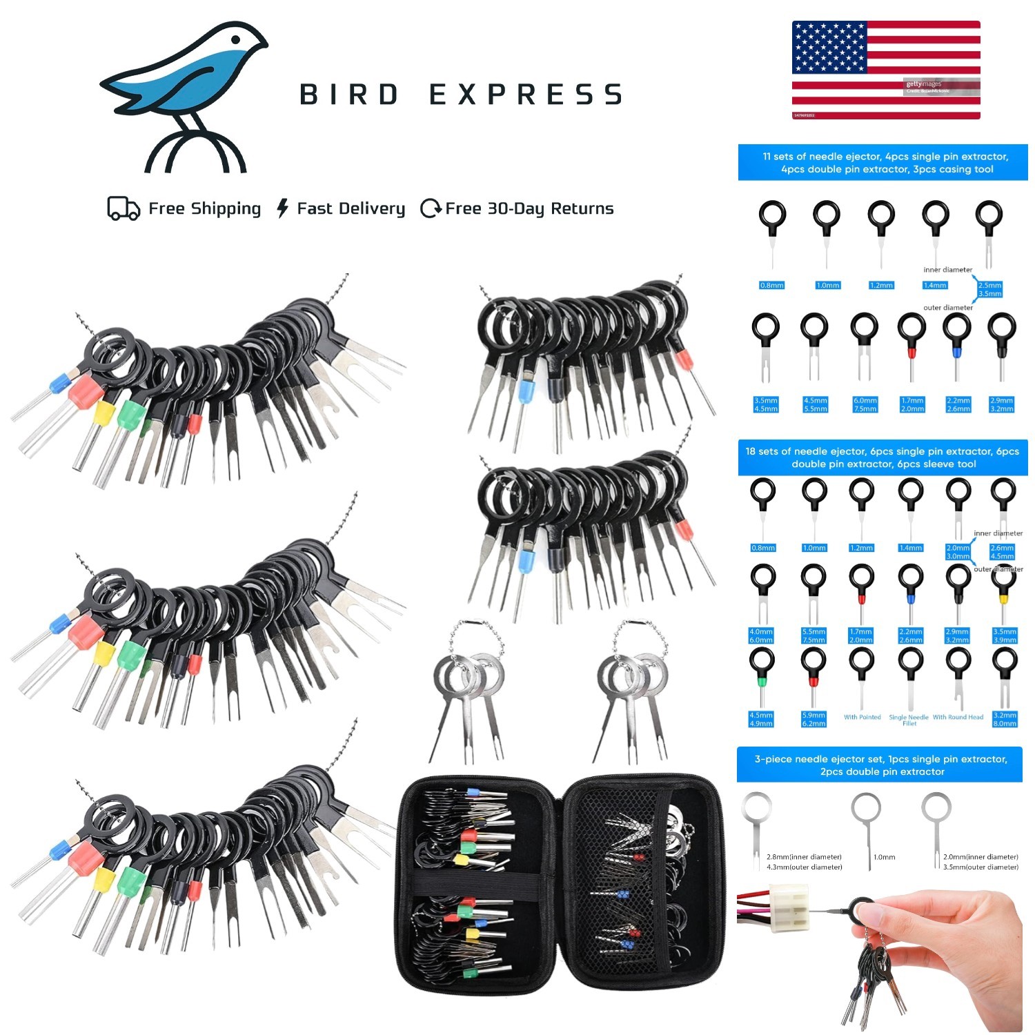 Terminal Removal Tool Kit 82 Pcs Depinning Tool Electrical Connector Pin Remo…