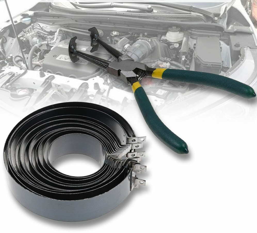 Professional 14Pcs Piston Ring Compressor With Ratcheting Plier & Carrying Case