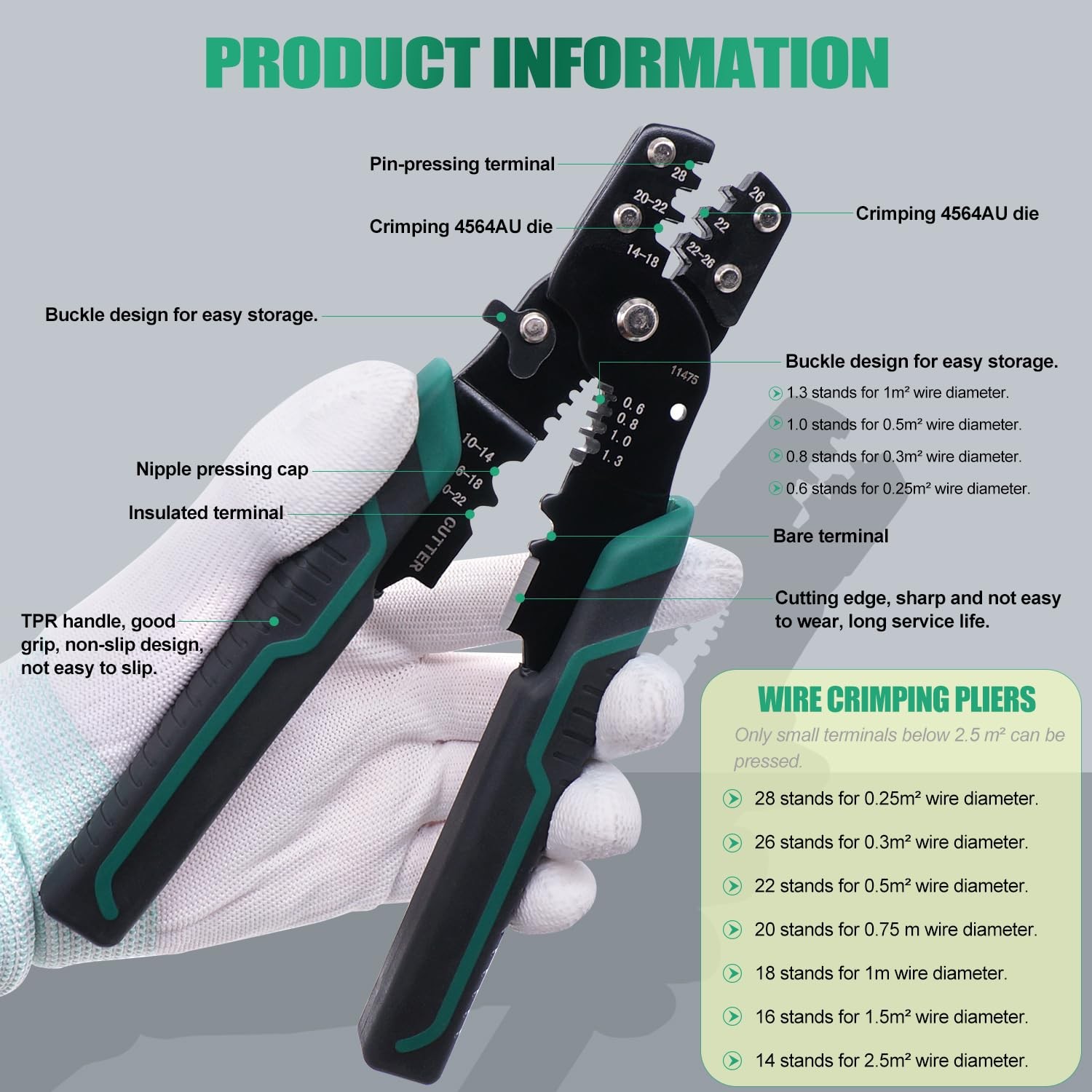 Twidec/Wire Crimper Tool With Stripper Cutter,Multifunctional Crimping