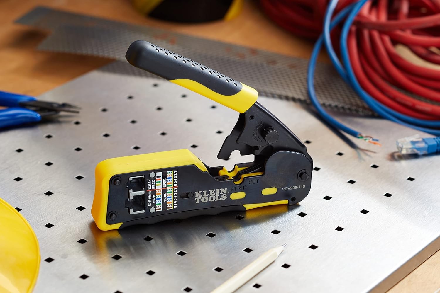 Klein Tools VDV226-110 Ratcheting Modular Data Cable Pack of 1, Yellow/Black
