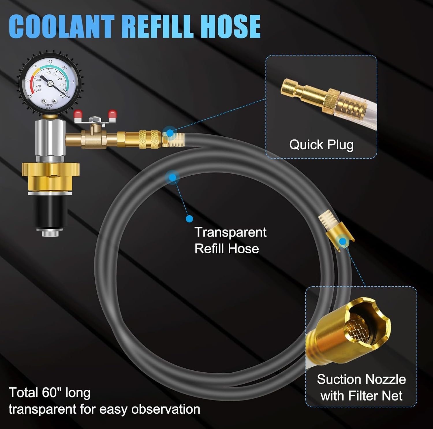 Durable Coolant Vacuum Fill Tool Kit with Multiple Adapters – for All Vehicles