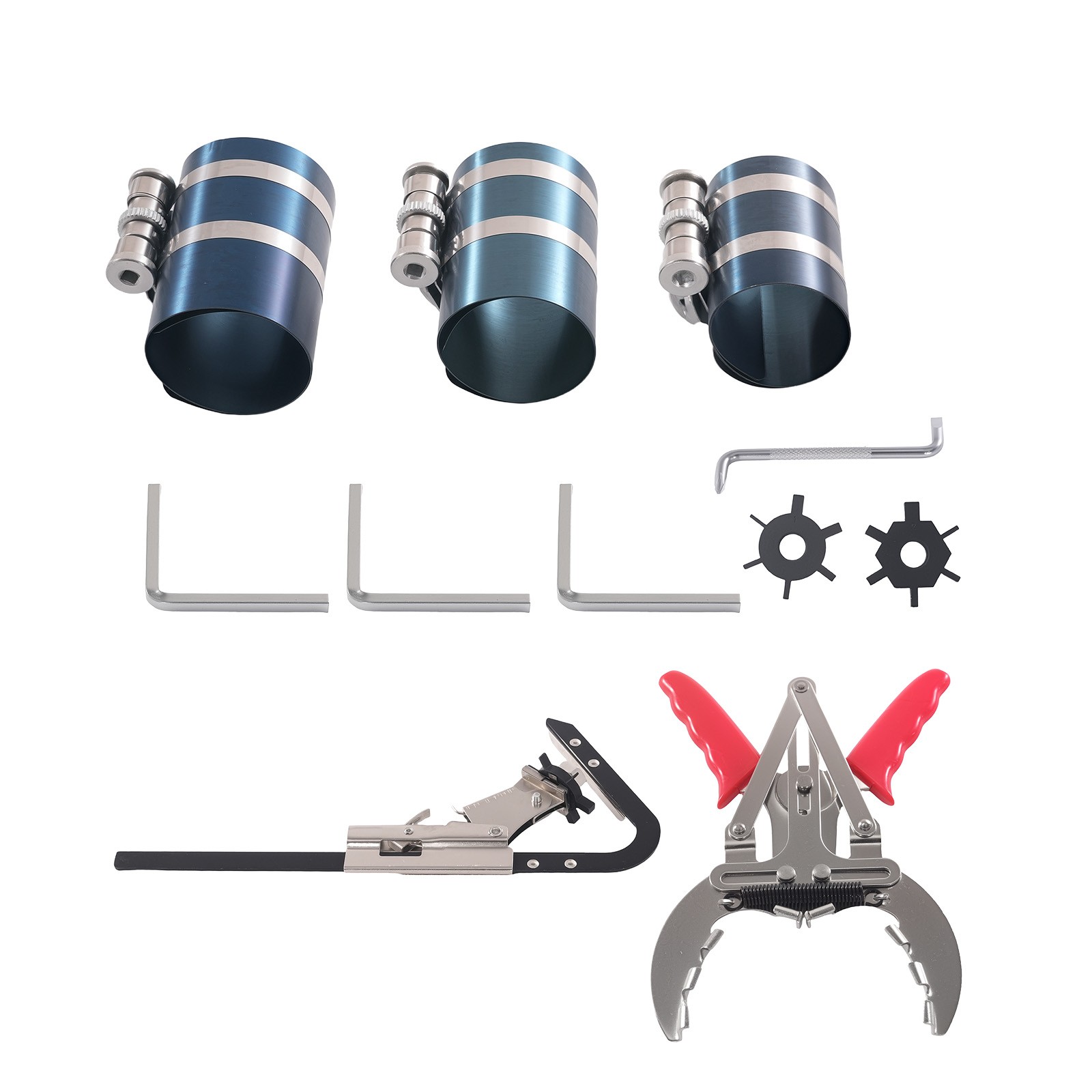 11PC Piston Ring Compressor Pliers Service Tool Set Steel 53-175mm Engine