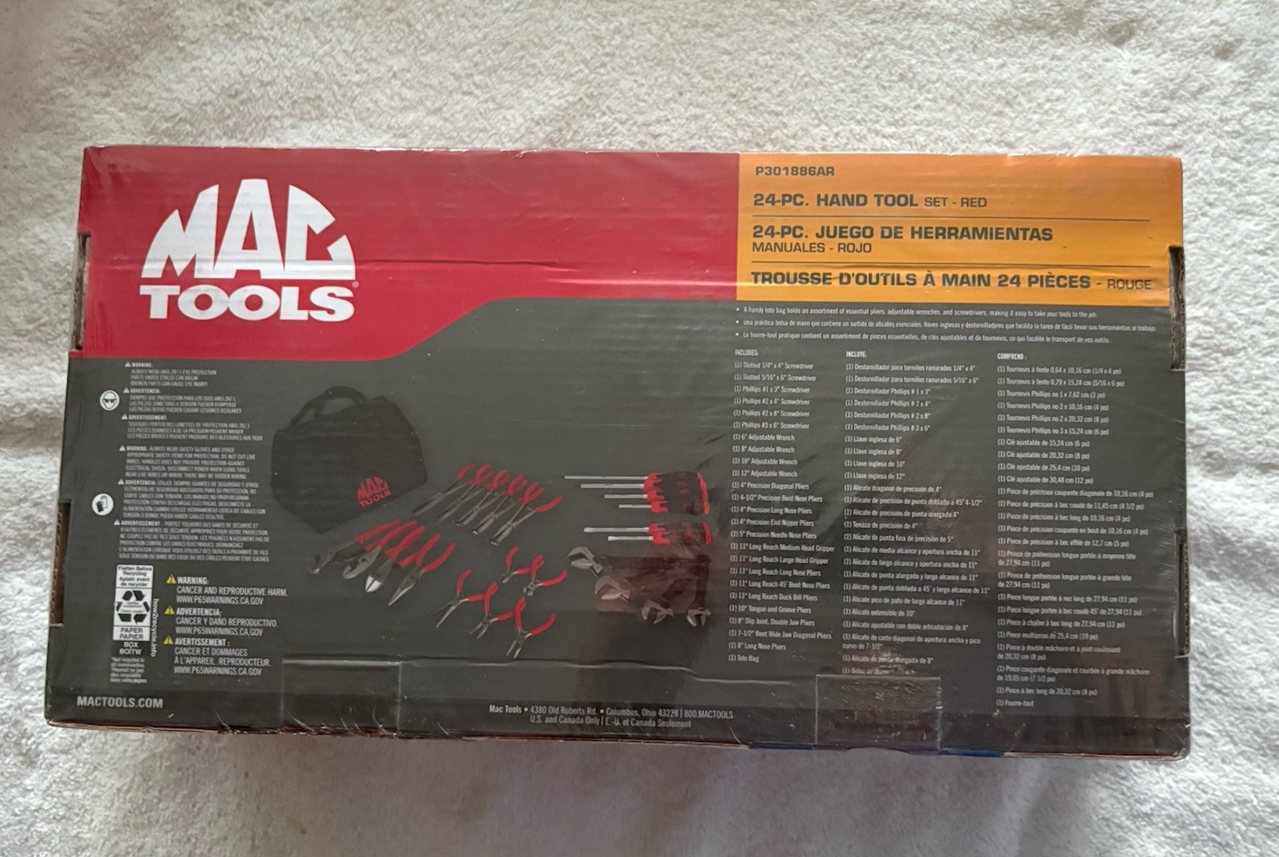 Mac Tools 24 Pc. Hand Tool Set w/Storage Bag (Red)