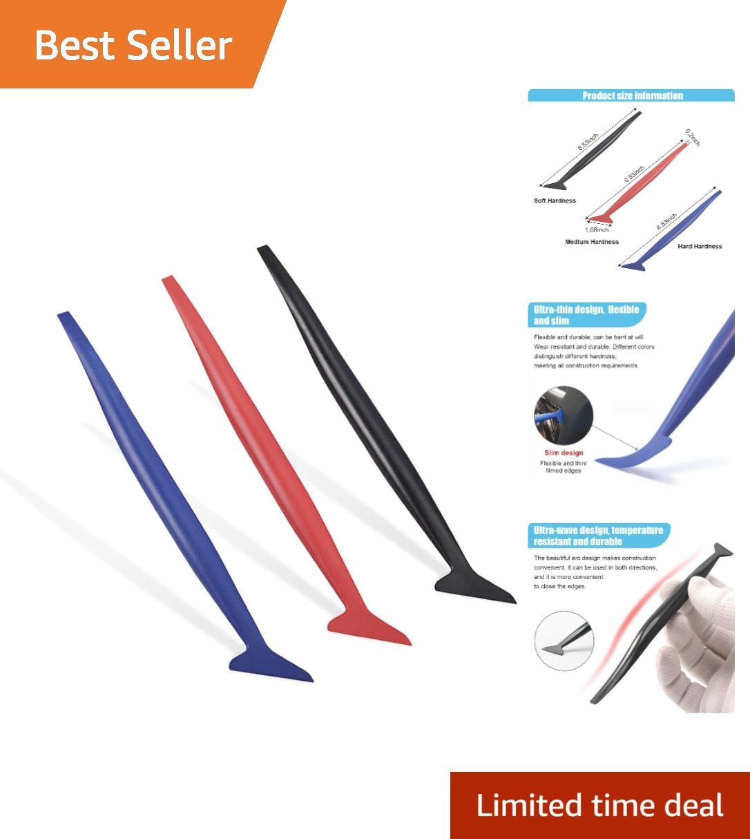 Flexible 3 in 1 Car Tint Tool Set – Squeegees for Precision Vinyl Application