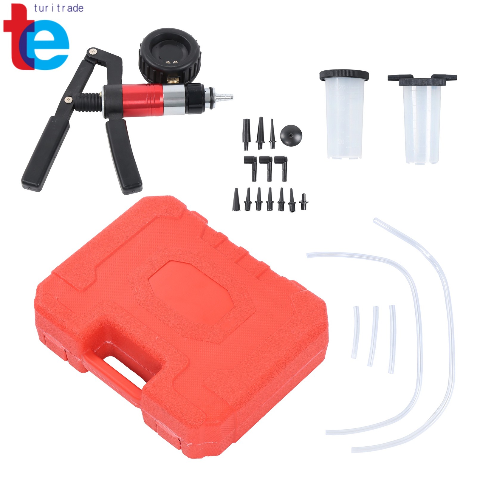 Hand Held Vacuum Pump Brake Bleeder Bleed tester Tool Kit 2 Jars Car Motorbike