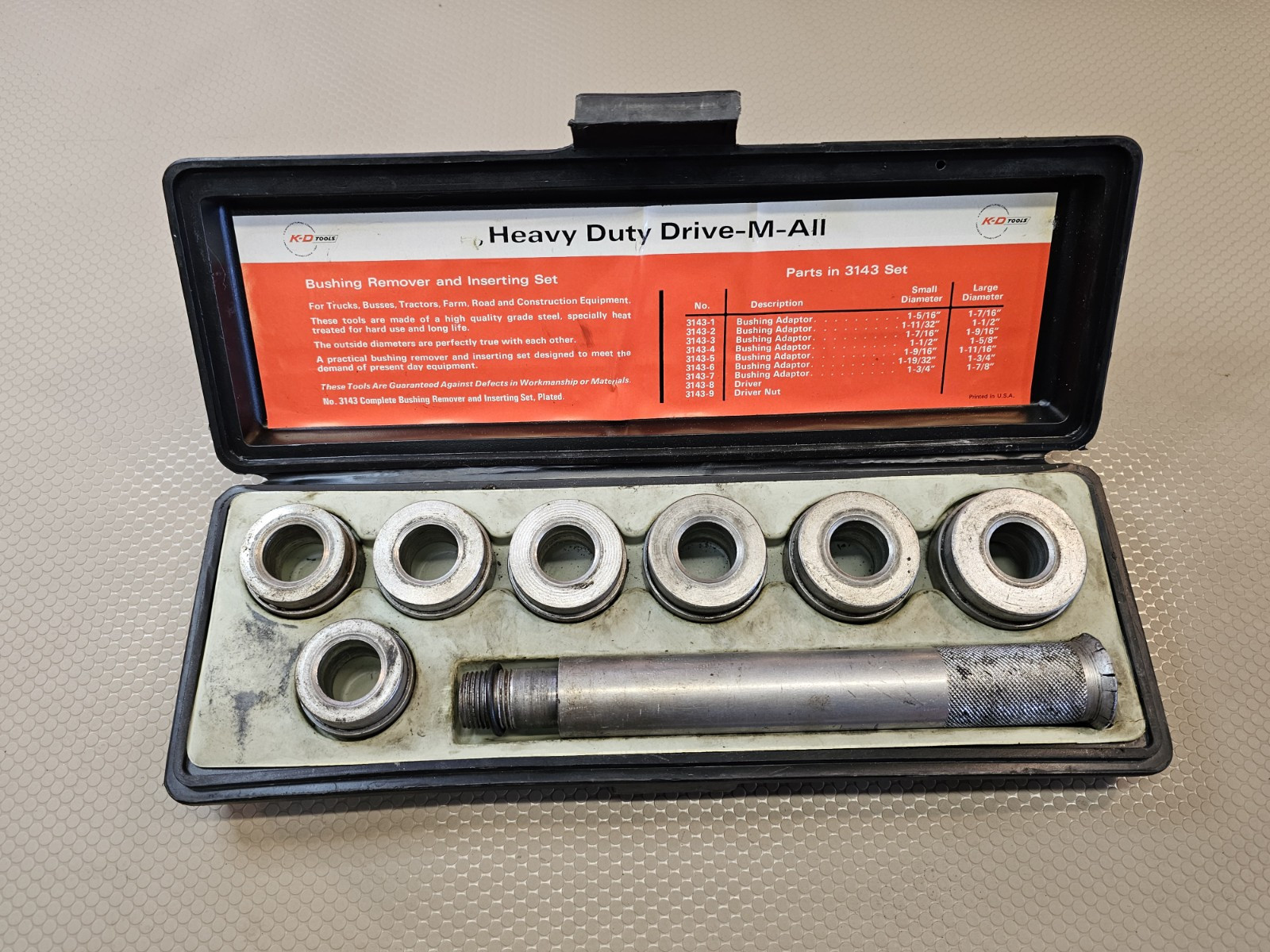 KD Tools 3143 Bushing Remover/Installer 1-5/16″ to 1-7/8″ DRIVE Heavy Duty