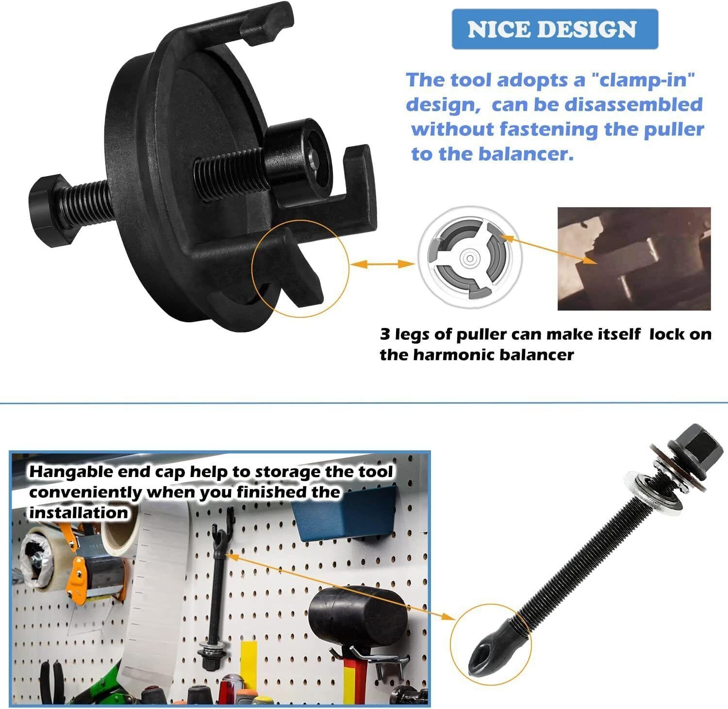 for GM LS Harmonic Balancer Puller Tool 25264 & Crank Pulley Installer Tool Set