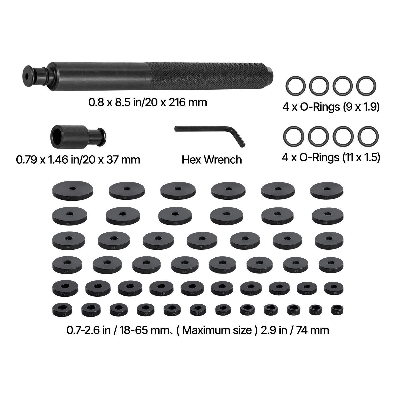 52PC Bearing Press Kit Heavy Duty Carbon Steel Bushing Driver Set