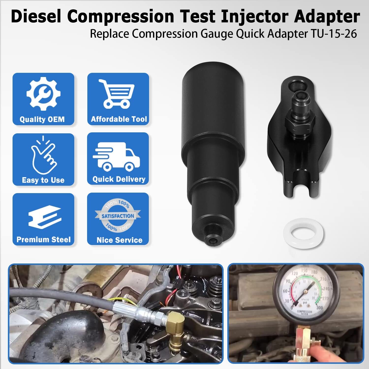 Tu-15-26 Injector Diesel Compression Test Adapter For Cummins ISB 5.9L Engines