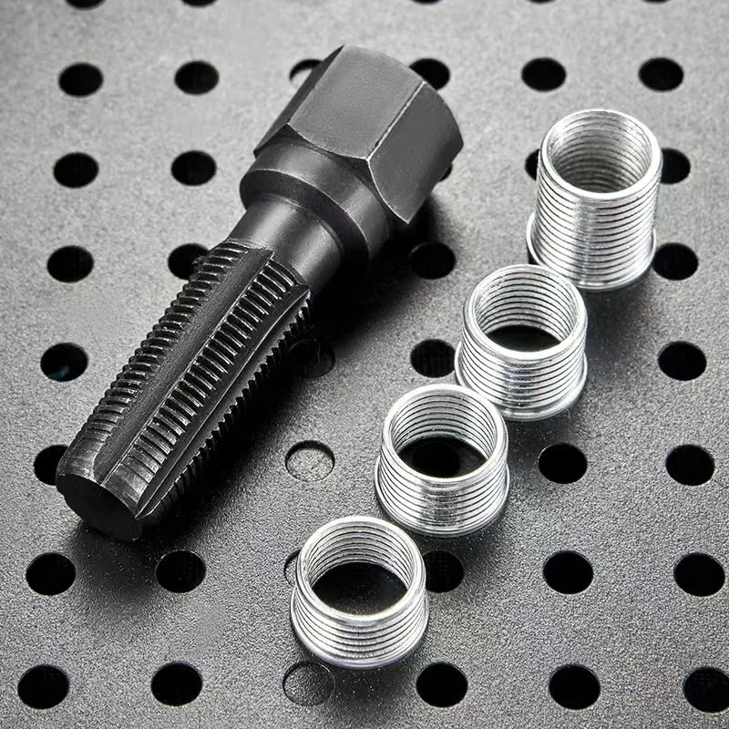 14mm Spark Plug Rethread Thread Repair Kit Helicoil Reamer Tap Tool w/ 4 Inserts