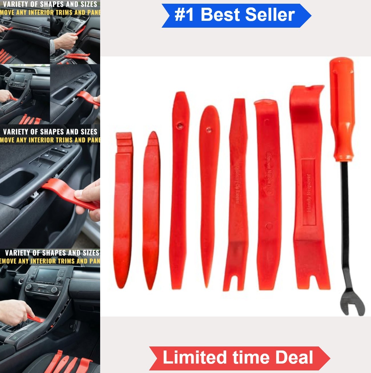 Auto Trim Removal Tool Set 8 Piece Nylon Fiber Pry Kit Door Panel Clip Fastener