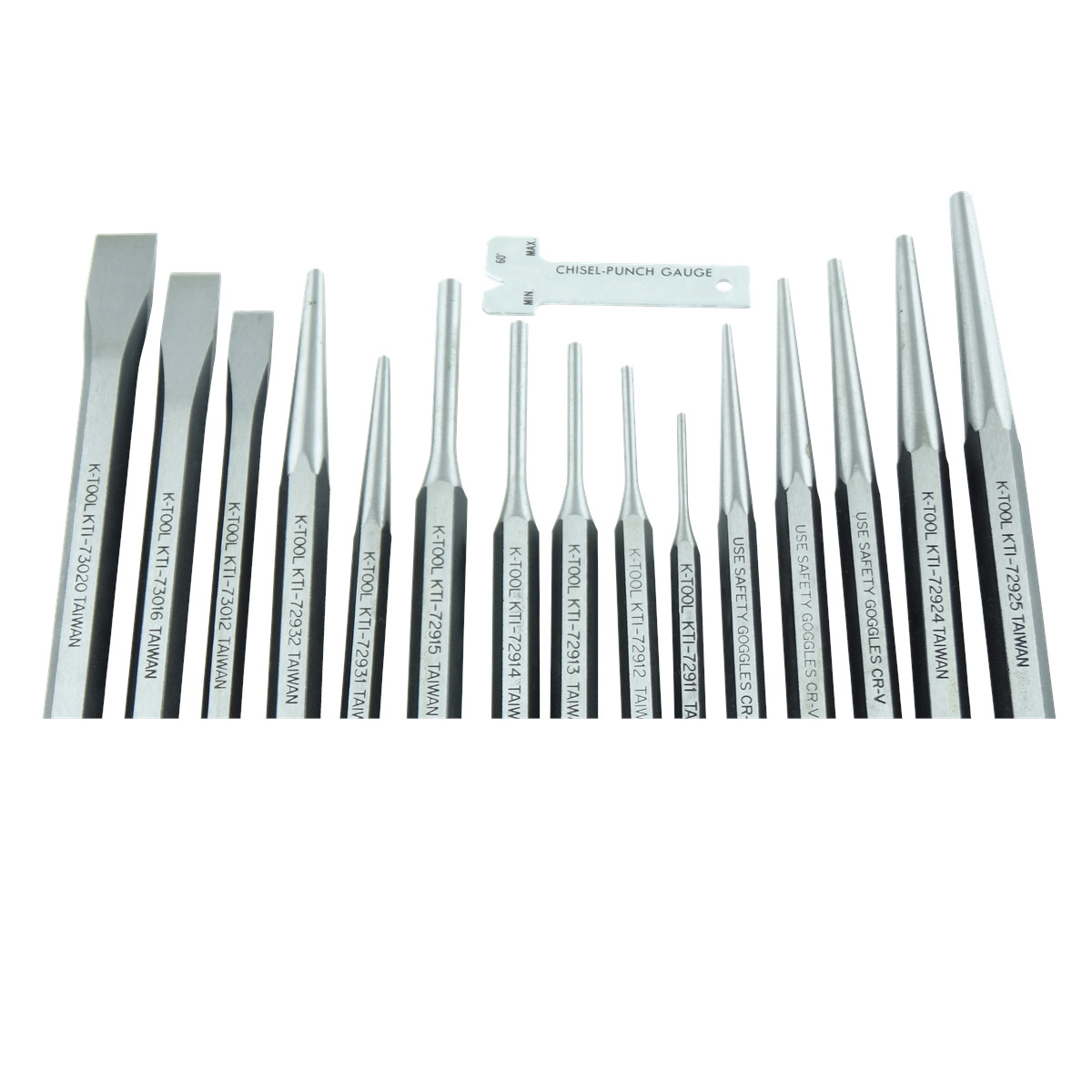 K-Tool 72901K 15-pc Punch & Chisel Set (In Kit Bag)