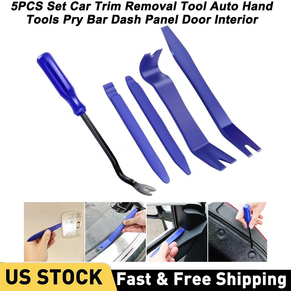 5Pcs Car Trim Removal Tool Set Hand Tools Pry Bar Panel Door Interior Clip Kit