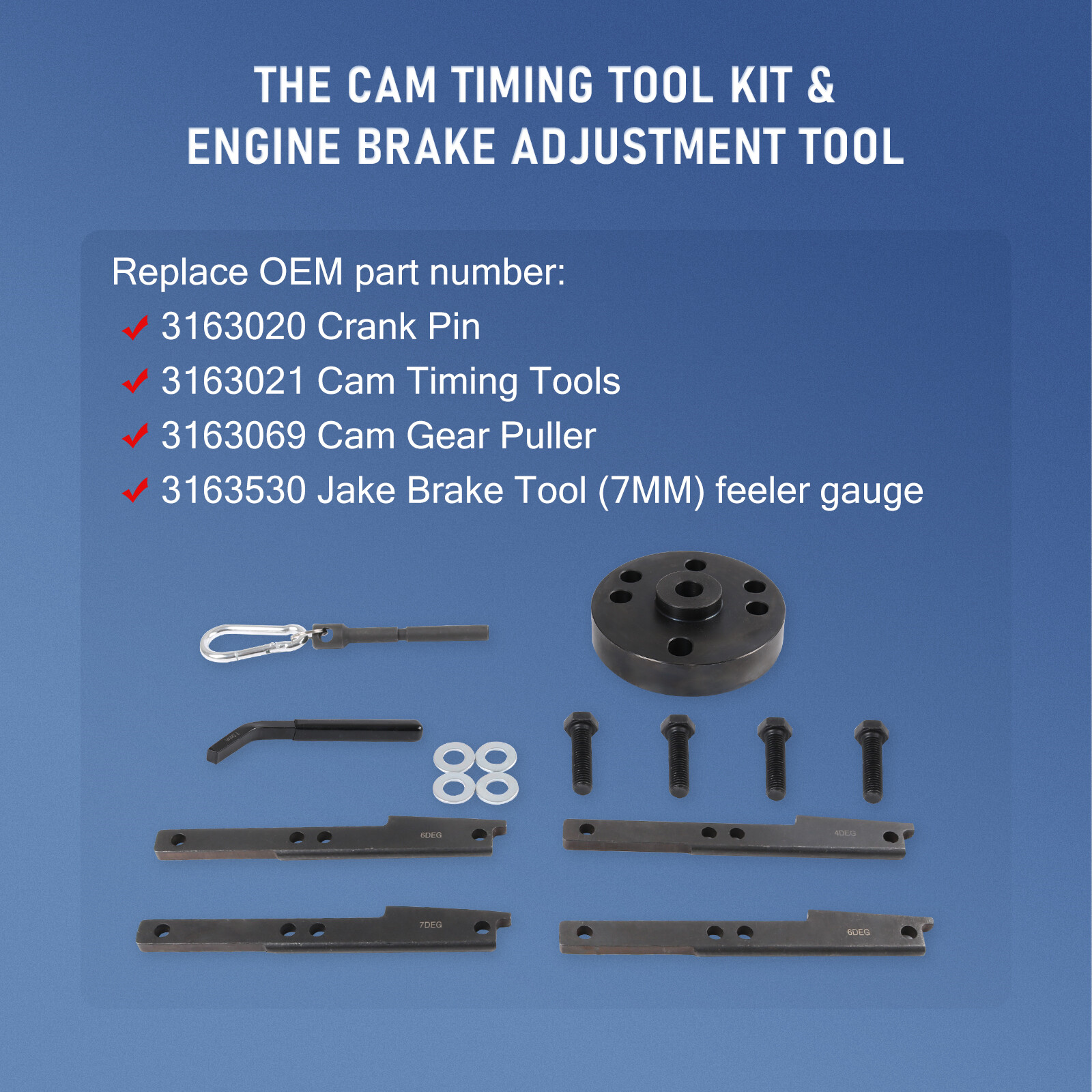 Cam Timing Injector Cam Gear Puller Tool Kit 3163021 Fit Cummins ISX QSX 3163530