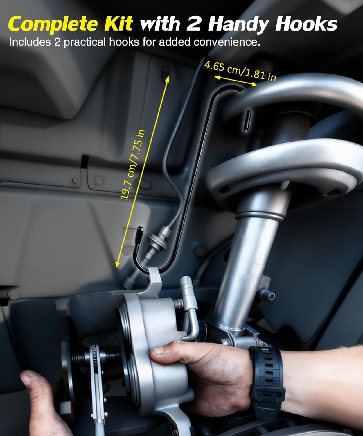 Precision Brake Caliper Compression Tool with 360° Swing Ratchet & Gloves
