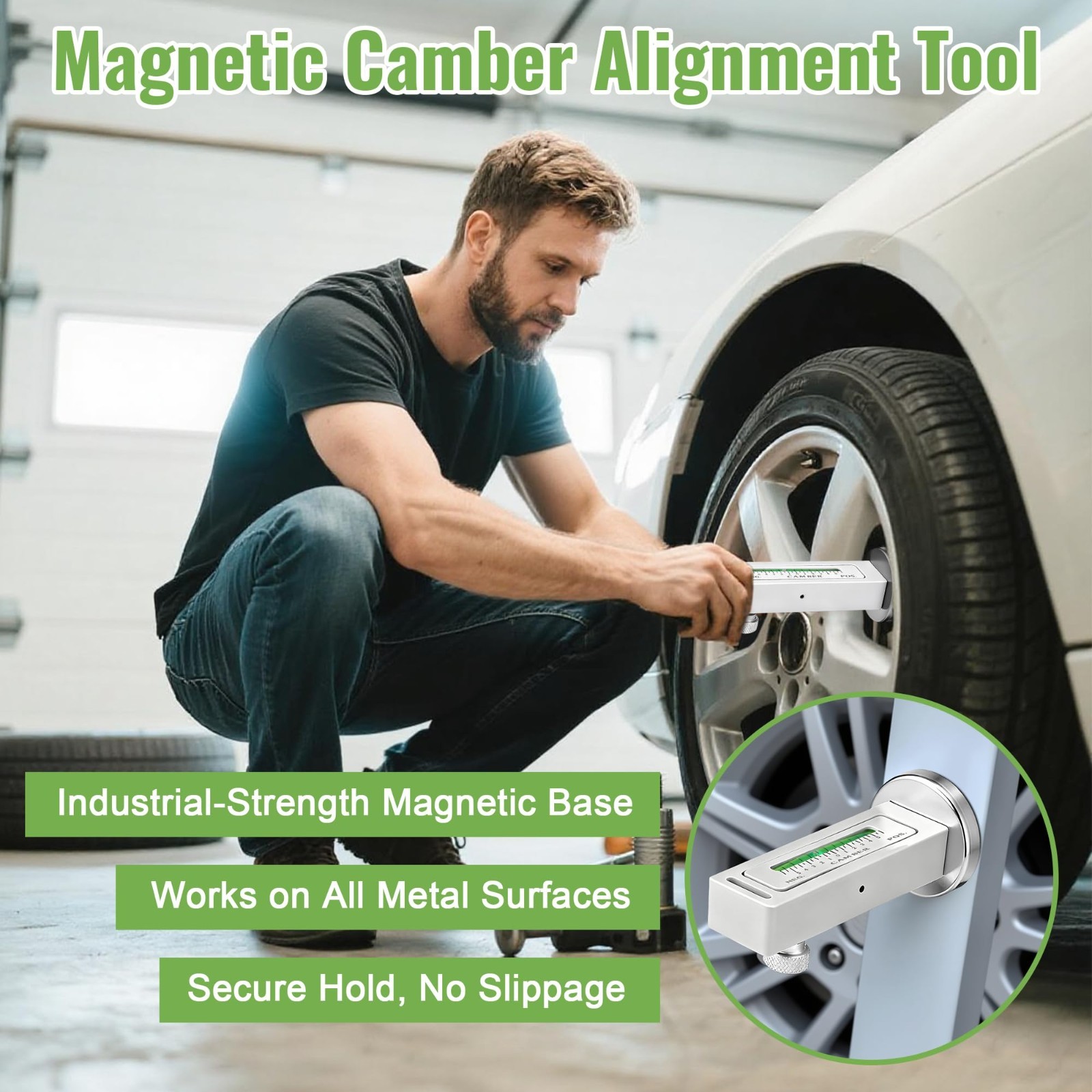 2 Pack Magnetic Camber Alignment Tools – Adjustable Caster Gauge for Car, Truck,